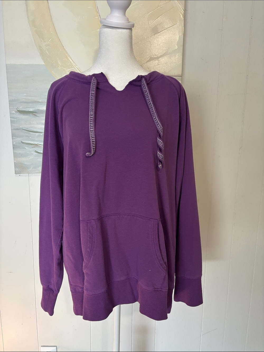GreenTea Purple Scoop-Neck Pullover